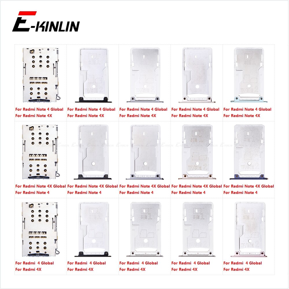 Plateau de prise de carte Sim Micro SD, connecteur adaptateur de lecteur de fente, conteneur pour XiaoMi Redmi Note 4 4X Global