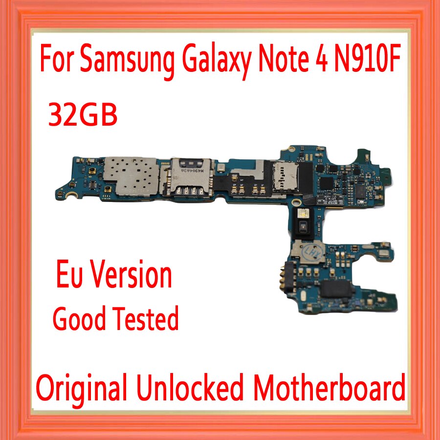 Carte mÃ¨re 32 go originale dÃ©bloquÃ©e pour Samsung Galaxy Note 4 N910F, circuit imprimÃ© avec puces, Version europÃ©enne