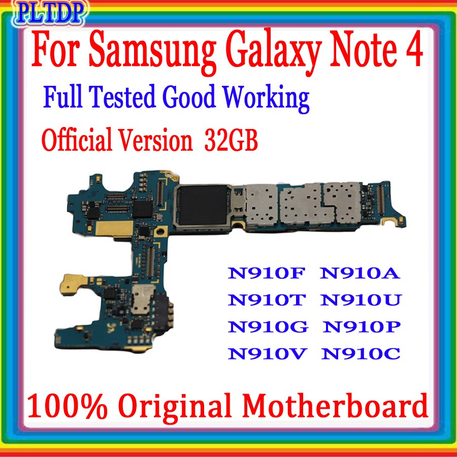 Carte mÃ¨re originale dÃ©bloquÃ©e pour Samsung Galaxy Note 4 N910A N910U, circuit imprimÃ© avec systÃ¨me Android, entiÃ¨rement testÃ© et fonctionnel