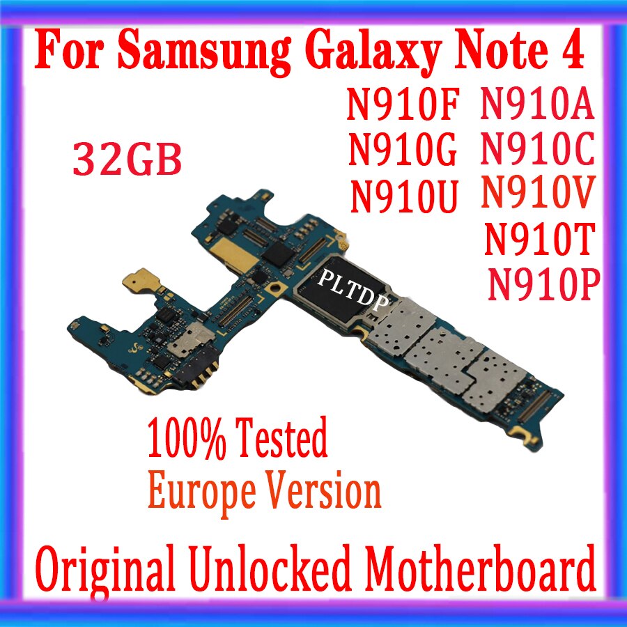 Carte mÃ¨re originale pour Samsung Galaxy Note 4 N910F N910A N910U N910P N910V, avec systÃ¨me Android et chipsLogic complet