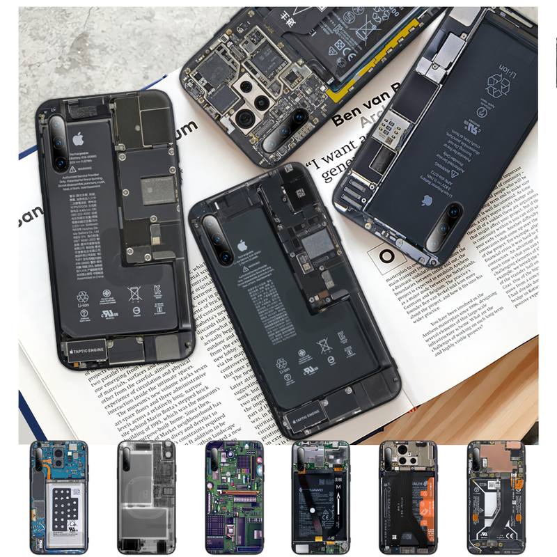 Coque en Silicone noir avec Circuit imprimÃ©, pour Samsung Galaxy S9 S10 S20 S21 S30 Plus Ultra S10e S7 S8