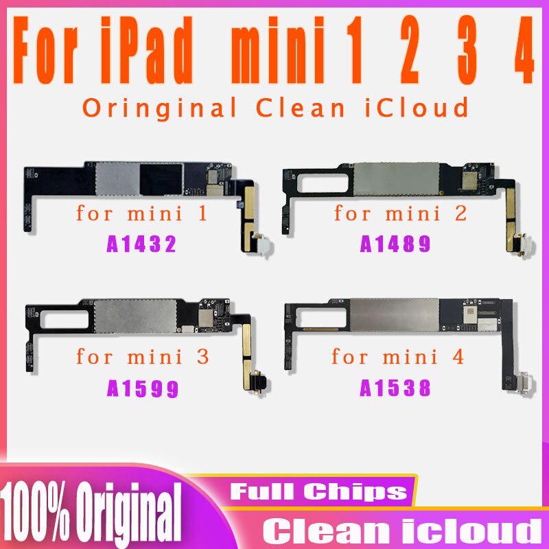 Carte mÃ¨re originale dÃ©bloquÃ©e pour iPad MiNi 1 2 3 4, avec iCloud propre, A1432 A1489/A1599 A1538, 100% testÃ©e