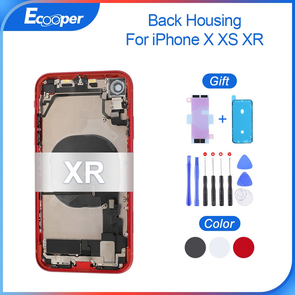 Coque arriÃ¨re complÃ¨te pour iPhone, pour modÃ¨les X, XS, Max, XR, capot de batterie, chÃ¢ssis central, avec piÃ¨ces latÃ©rales, cÃ¢ble flexible, assemblage NFC