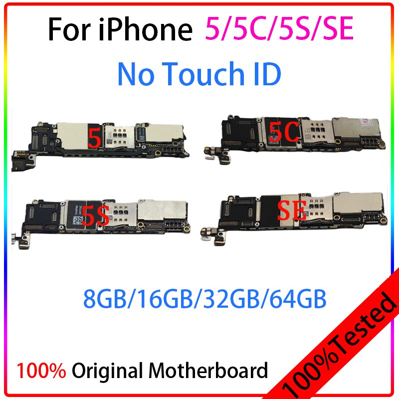 Carte mÃ¨re 100% originale dÃ©bloquÃ©e avec iCloud libre pour iphone 5 5s 5c SE, sans Touch ID, circuit imprimÃ© complet avec puces, bon testeur