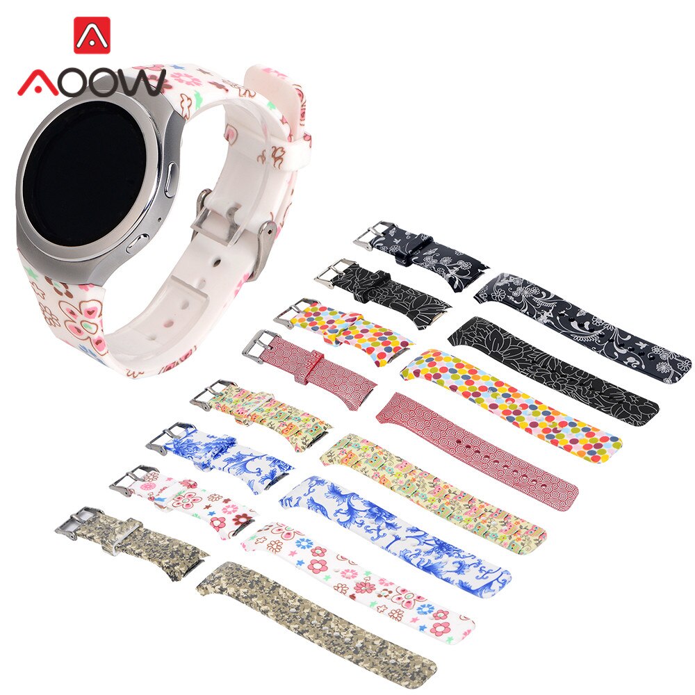 Bracelet de montre en Silicone avec impression florale, pour Samsung Gear S2 R720, pour hommes et femmes, Bracelet de rechange pour montre intelligente