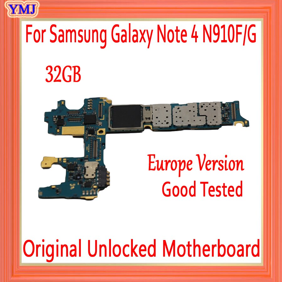 Carte mÃ¨re 32 go originale dÃ©bloquÃ©e pour Samsung Galaxy Note 4 N910F/G, circuit imprimÃ© complet avec puces, systÃ¨me d'exploitation